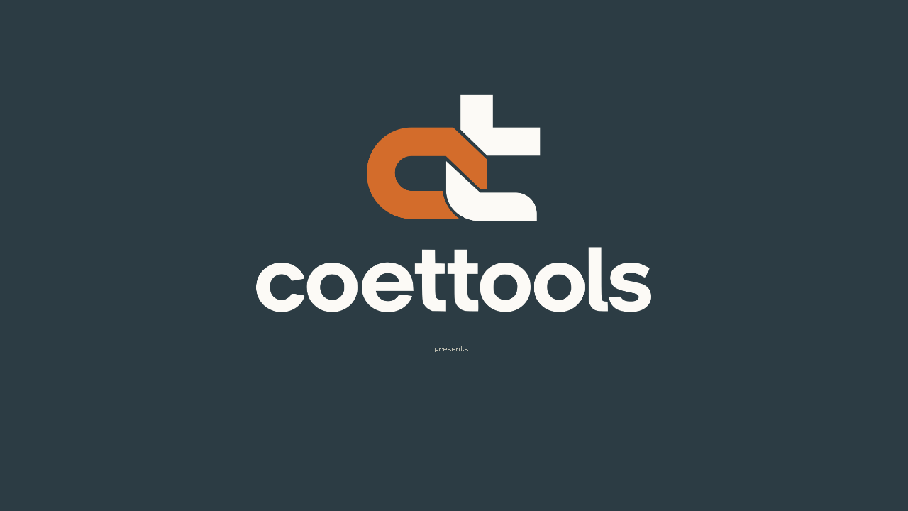The studio card: the coettools logo, a regular PNG