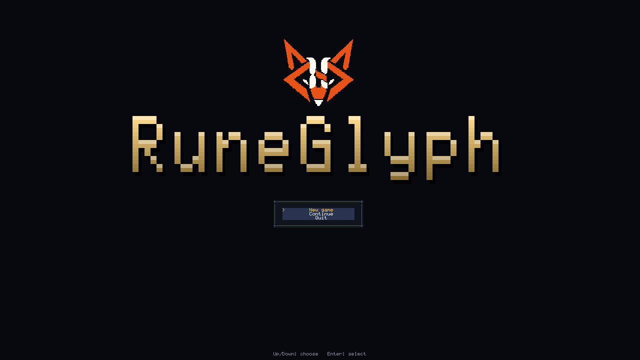 RuneGlyph's title screen